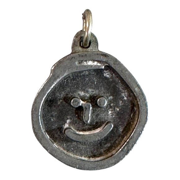 Vintage Jorge Jensen Denmark Handmade Danish Pewter Smiley Face Pendant Charm - Picture 1 of 5